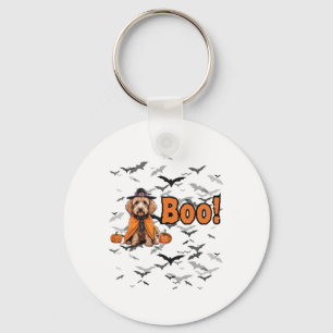 Chaveiro Boo! Cachorro De Halloween Em Roupa De Bruxa Com T