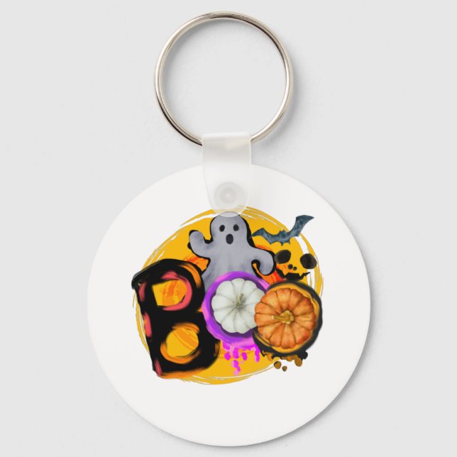 Chaveiro Boo com fantasma e abóbora (Frente)