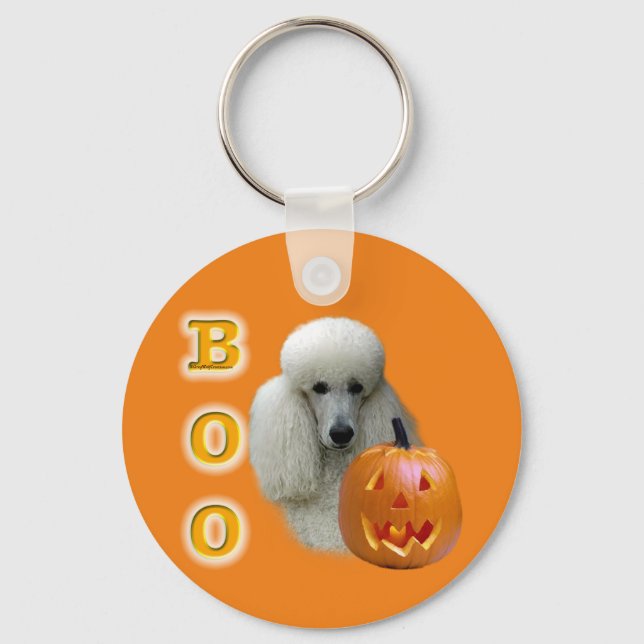 Chaveiro Boo de Poodle Revestido Branco (Frente)