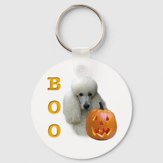 Chaveiro Boo de Poodle Revestido Branco (Frente)