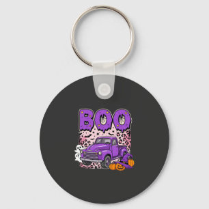 Chaveiro Boo Halloween Caminhão Roxo Fantasma e Abóboras De