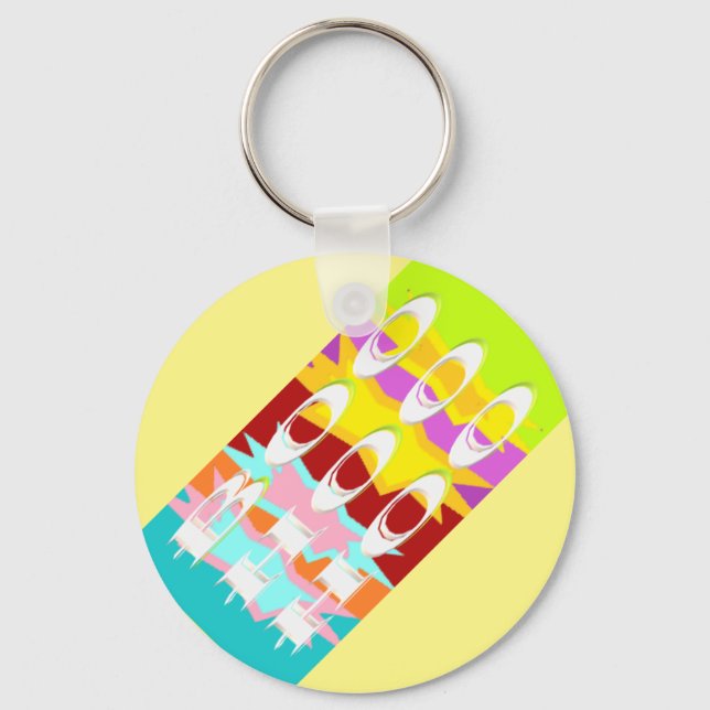 Chaveiro Boo Hoo design pisca cores branco texto Bu (Frente)