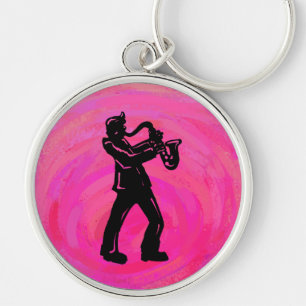 Chaveiro Boogie Noites Saxofone Rosa Quente