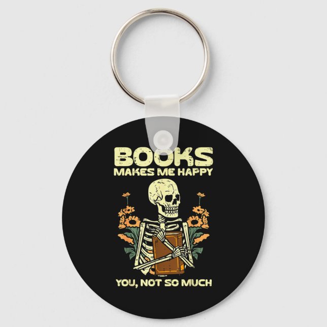Chaveiro Books Make Me Happy Skeleton Read Reading Libraria (Frente)
