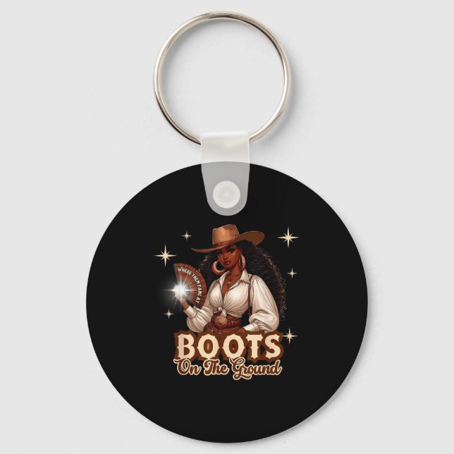 Chaveiro Boots On The Ground Cowgirl Western Black Girl Bla (Frente)