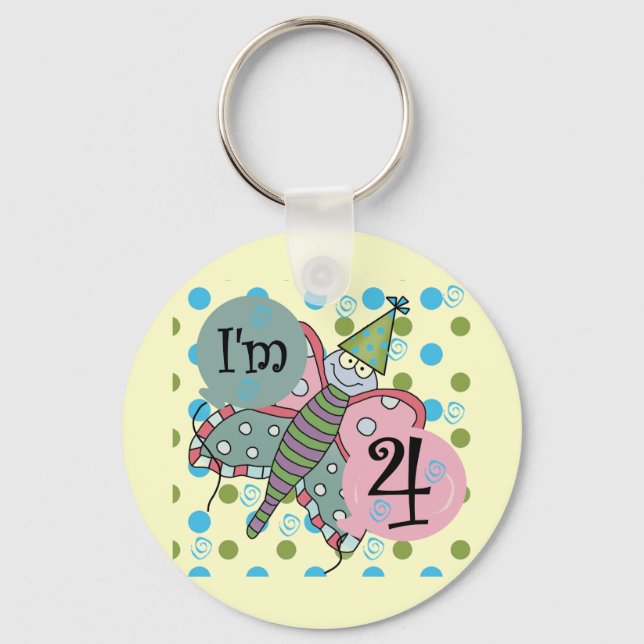 Chaveiro Borboleta 4º Aniversário Camisetas e presentes (Frente)