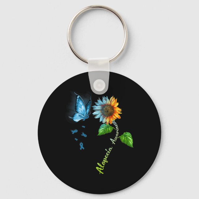 Chaveiro Borboleta Alopecia de Girassol Sensibilização (Frente)