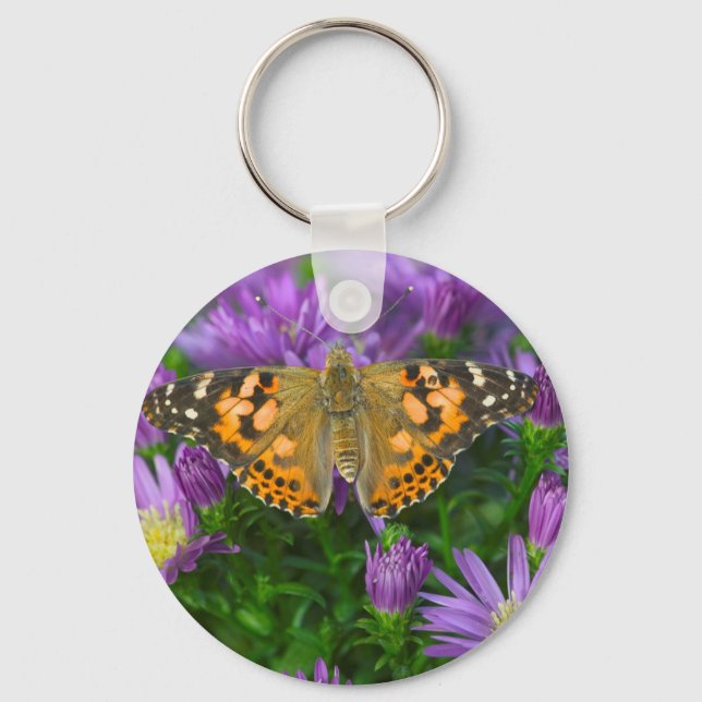 Chaveiro Borboleta Ângulo Wing Na Flor Cone (Frente)