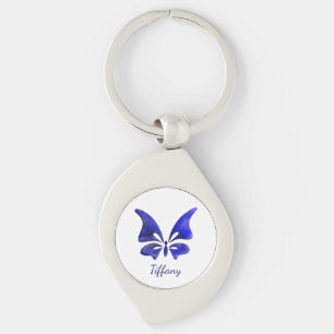 Chaveiro Borboleta aquarela azul profundo saturado