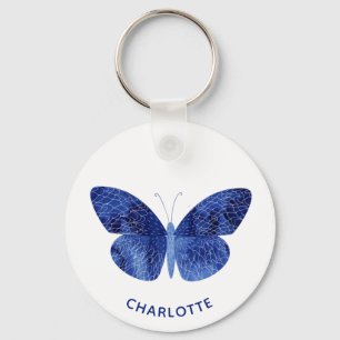 Chaveiro Borboleta Azul Aquarela Personalizada