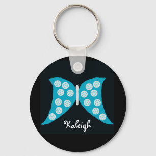 Chaveiro Borboleta Azul em Pulseira Personalizada Preta