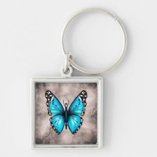 Chaveiro Borboleta Azul Vintage
