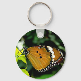 Chaveiro Borboleta branca, cor-de-laranja, preta e branca, 