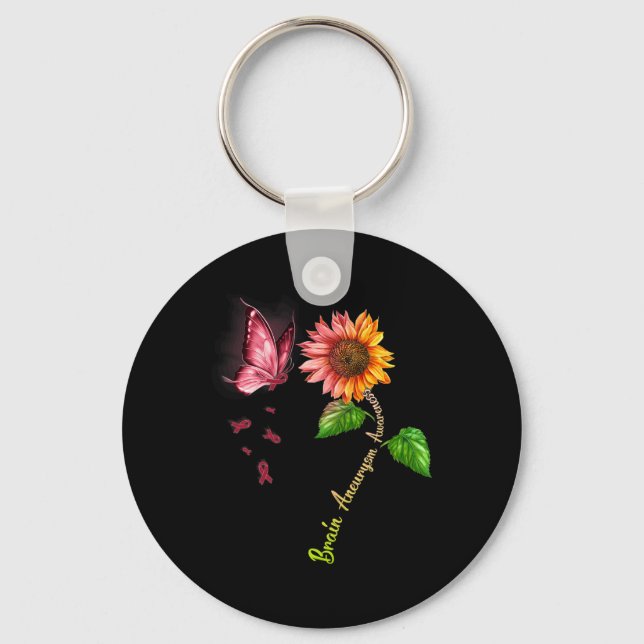 Chaveiro Borboleta Cérebro de Girassol Aneurisma Sensibiliz (Frente)