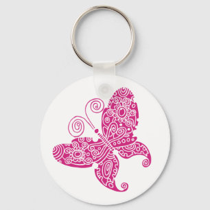 Chaveiro Borboleta cor-de-rosa