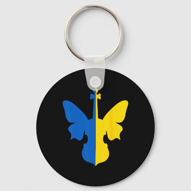 Chaveiro Borboleta da Paz da Ucrânia Violino Bandeira Ucran (Frente)