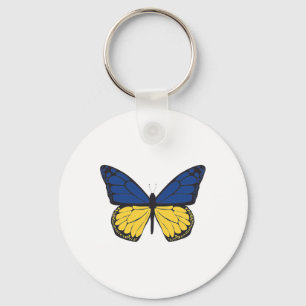 Chaveiro Borboleta da Ucrânia - Bandeira Azul e Amarela - L