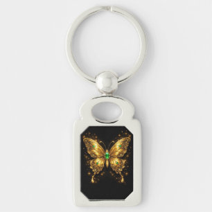 Chaveiro Borboleta de Cristal Esmeralda Dourada