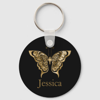 Chaveiro Borboleta de Ouro Glitter de Nome Personalizado