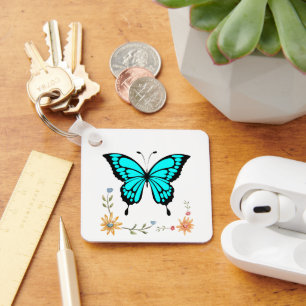 chaveiro borboleta desenho flores estampada