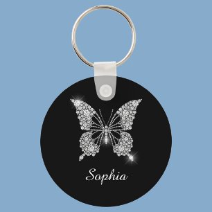 Chaveiro Borboleta Diamante Branco, Nome do Script DIY, Pre