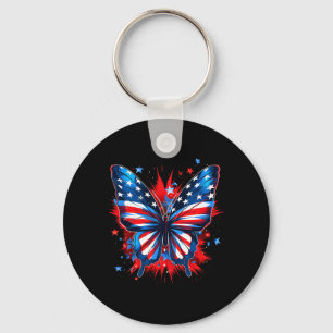 Chaveiro Borboleta do Dia 4 de Julho Bandeira dos EUA Mulhe