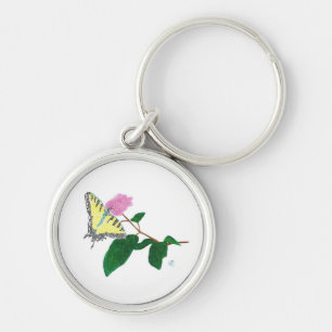Chaveiro Borboleta-do-mato-amarela no Pointilismo