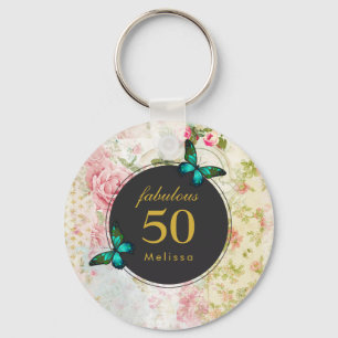 Chaveiro Borboleta do verde esmeralda na colagem chique do