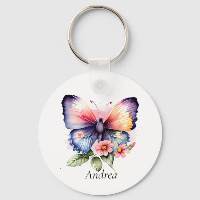 Chaveiro Borboleta e Flores (Frente)