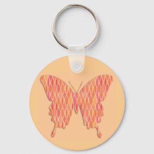 Chaveiro Borboleta em abstrato impressão - tons de laranja