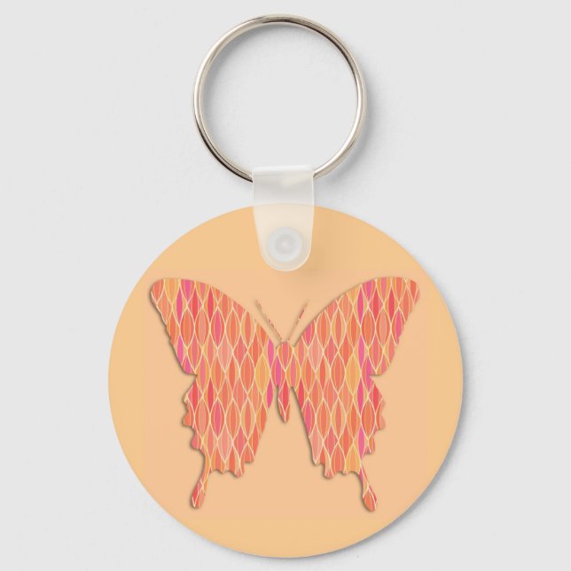 Chaveiro Borboleta em abstrato impressão - tons de laranja (Frente)