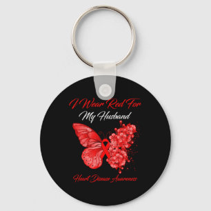 Chaveiro Borboleta Eu Uso Vermelho Para Doença Cardíaca Do