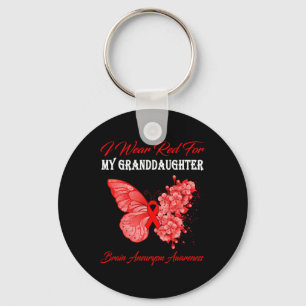 Chaveiro Borboleta Eu Visto Vermelho Para Meu Marido Cérebr
