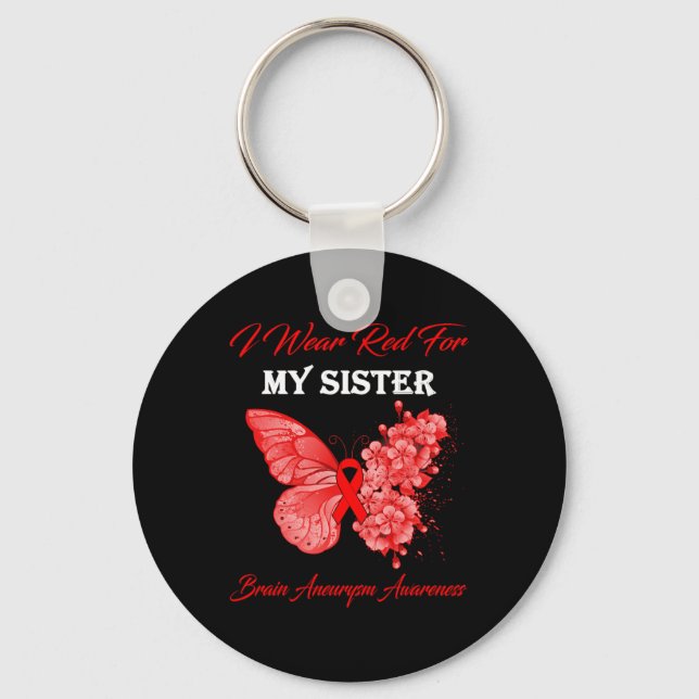 Chaveiro Borboleta Eu Visto Vermelho Para Minha Irmã Cérebr (Frente)