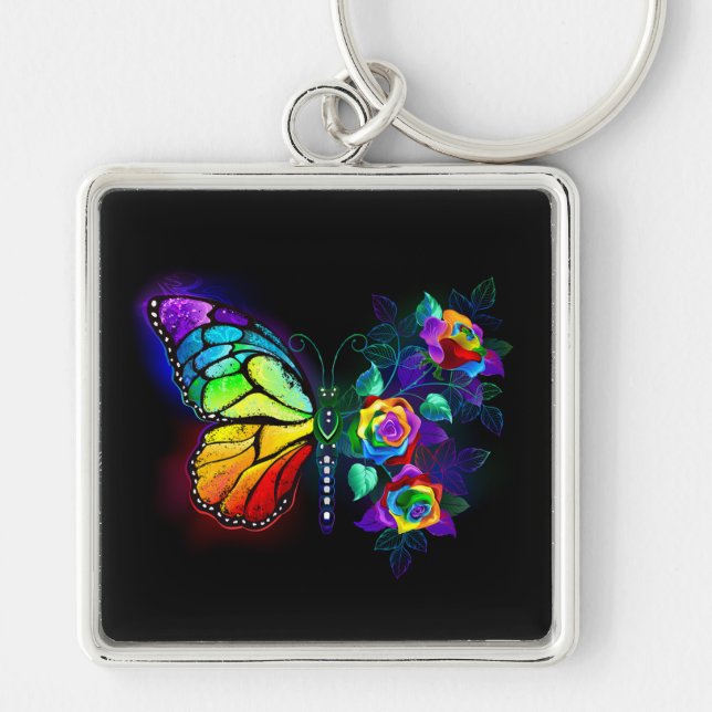Chaveiro Borboleta-flor-arco-íris (Frente)