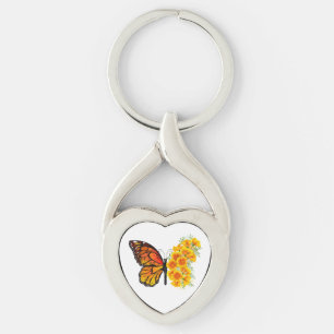 Chaveiro Borboleta Flor com Papoula Amarela da Califórnia