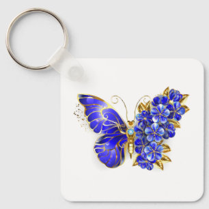 Chaveiro Borboleta Flor Sapphire