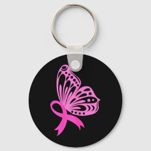 Chaveiro Borboleta Laço Rosa _ Câncer de Mama