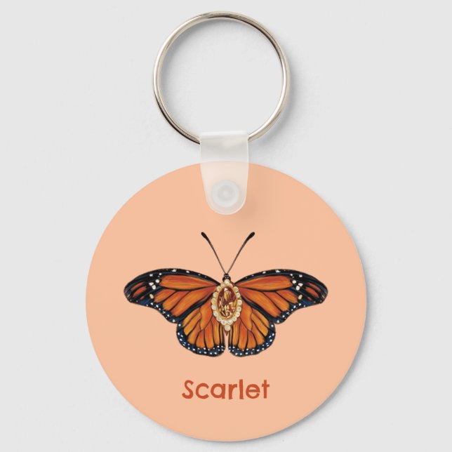 Chaveiro Borboleta Monarca da Citrina Personalizada em nove (Frente)