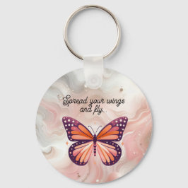 Chaveiro Borboleta Monarca Laranja Rústica com Dito