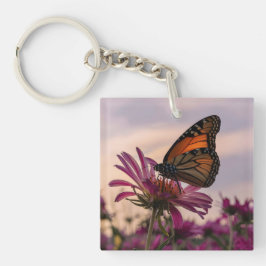 Chaveiro Borboleta Monarca na Flor