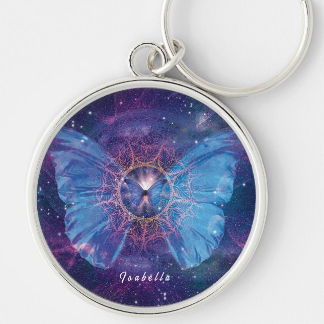 Chaveiro Borboleta Morpho / Galaxy Mandala (Frente)