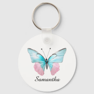 Chaveiro Borboleta Personalizada Rosa Feminina e Aqua