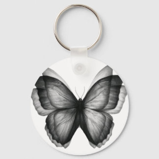 Chaveiro Borboleta Preto e Branco Vintage