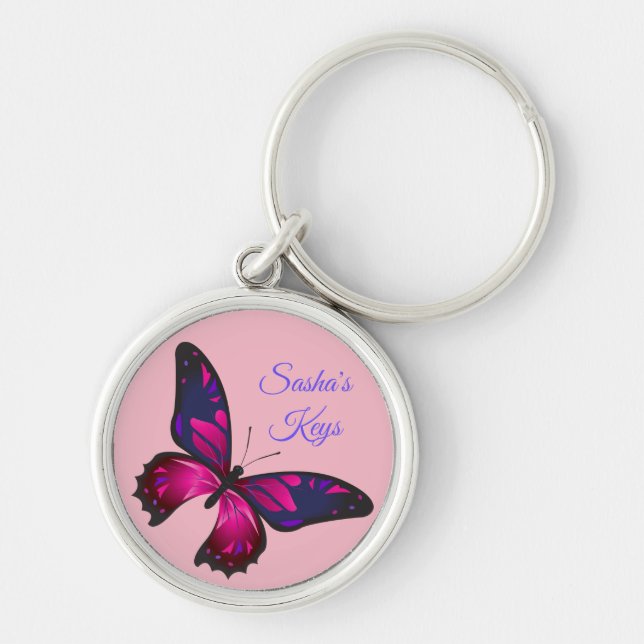 Chaveiro Borboleta rosa *Personalize* (Frente)
