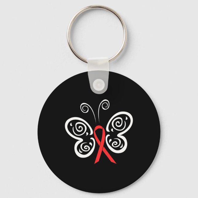 Chaveiro Borboleta Vermelha Cancer VIH SIDA Awarene (Frente)