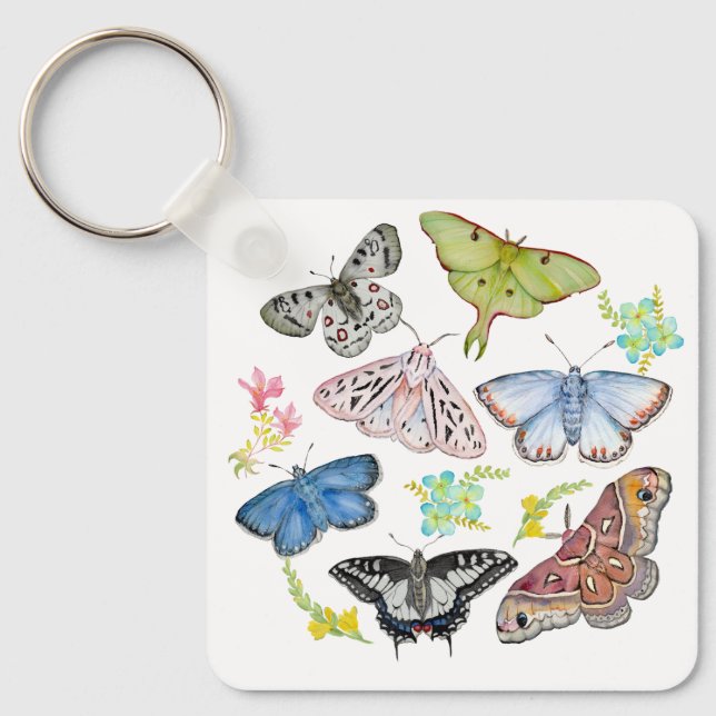 Chaveiro Borboletas Aquarela em Voo (Frente)