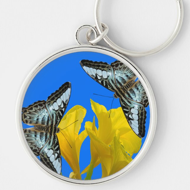 Chaveiro Borboletas azuis da Malásia em Canna King (Frente)