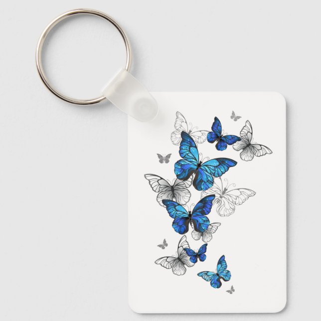 Chaveiro Borboletas Azuis Voadoras Morpho (Frente)