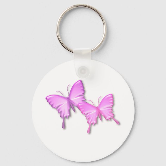 Chaveiro Borboletas cor-de-rosa Design (Frente)